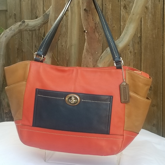 Stunning Coach leather tri-color tote handbag - Picture 2 of 14